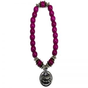 Crystal Bracelet – Purple Magnesite & Lotus Charm
