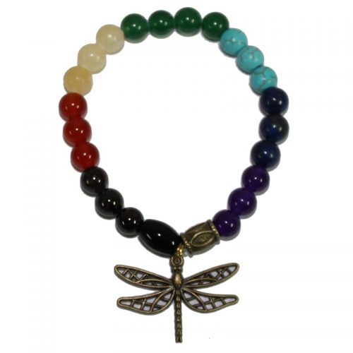 Crystal bracelet 7 Chakra - Dragonfly Charm