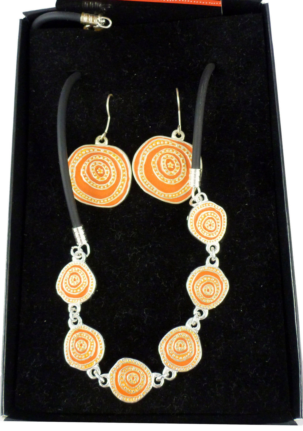 Jijaka Aboriginal Art Jewellery Set - Orange Firestones