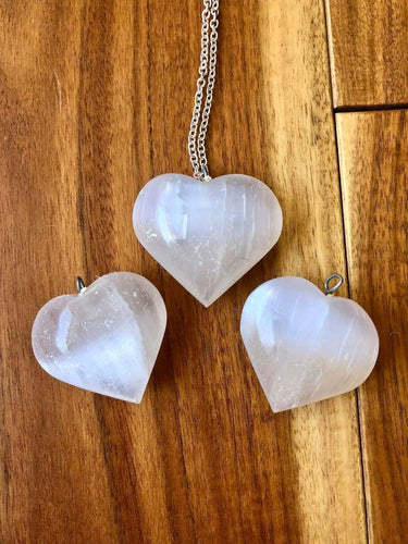 White Selenite Heart Pendant