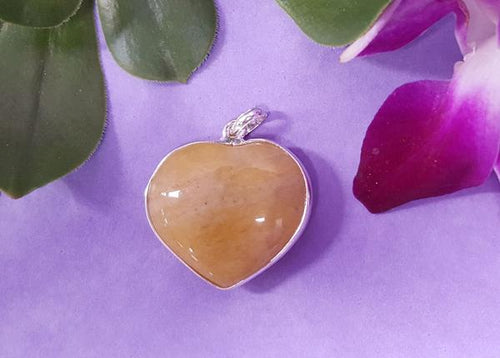 Yellow Aventurine Metal Heart Pendant